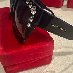 Carolina Herrera Black Sunglasses with Sparkling Accents